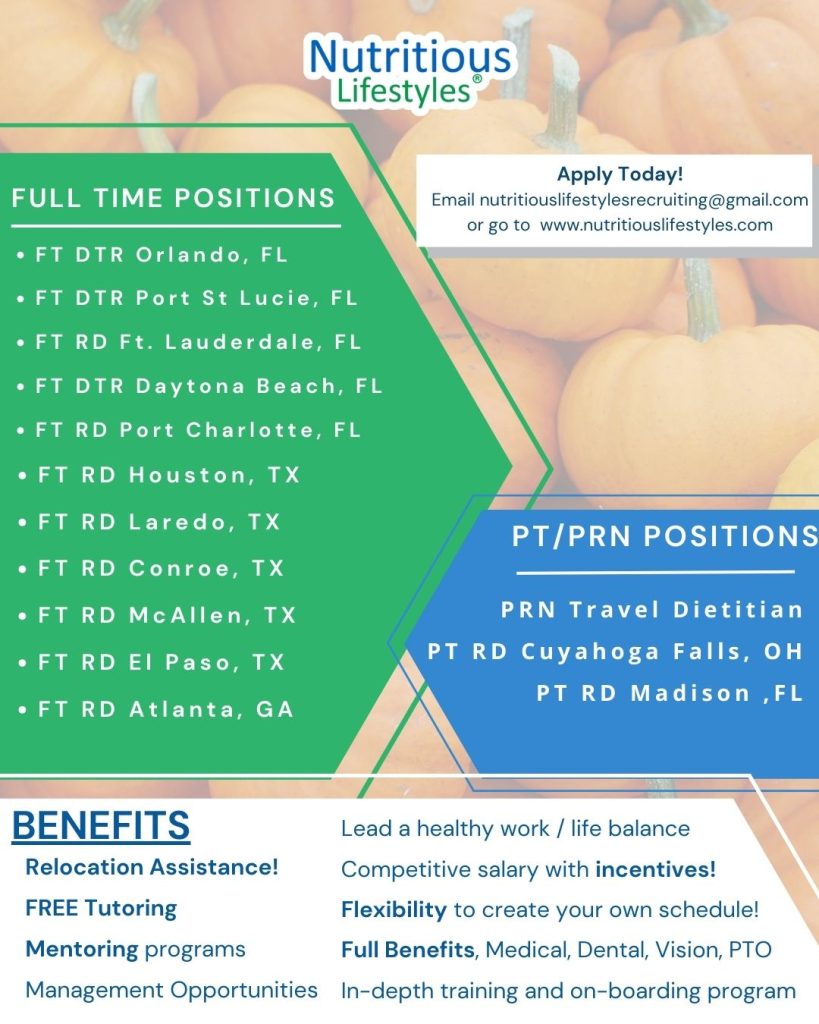 Nutritious Lifestyles Open Positions